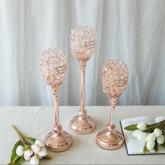 Blush/Rose Gold Acrylic Goblet Votive Candleholder - Picture 9 of 12